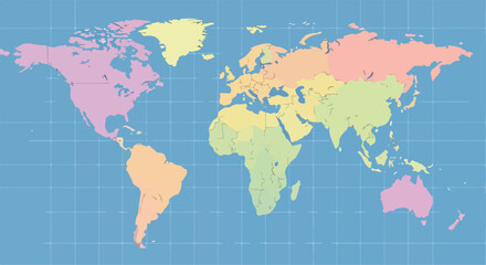 A colorful world map on blue background © Maliki