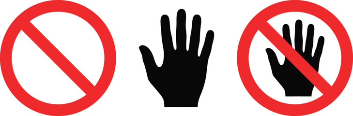 Obraz premium Do Not Touch Hand Symbol Vector Illustration ? Hands Off Prohibition Sign for Safety and Restricted Access
