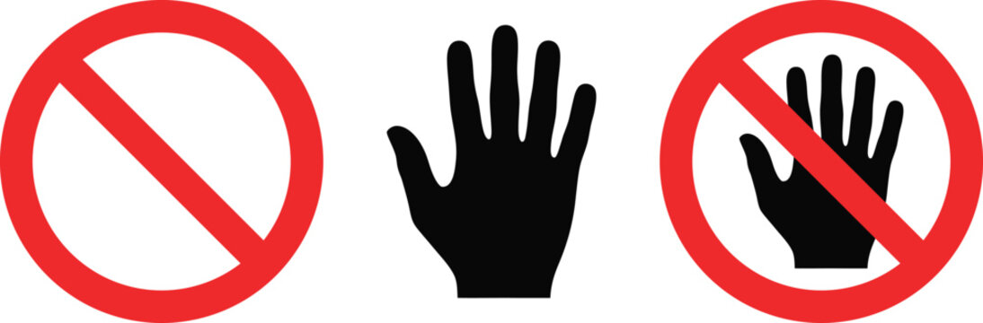 Do Not Touch Hand Symbol Vector Illustration ? Hands Off Prohibition Sign for Safety and Restricted Access