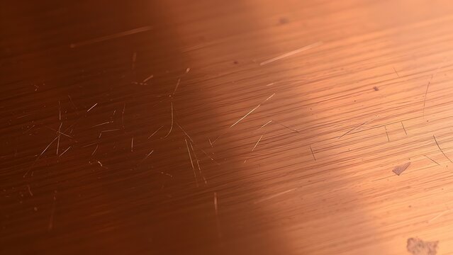 A close-up of brushed copper shows visible patina, surface wear, and directional light for industrial maintenance and welding materials.