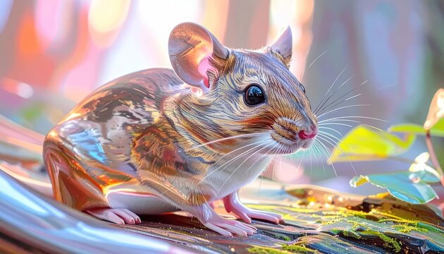 Close-up of a Small Rodent with Large Ears in a Natural Forest Setting.