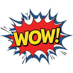 Naklejka premium Comic explosion with WOW exclamation mark in bright colors