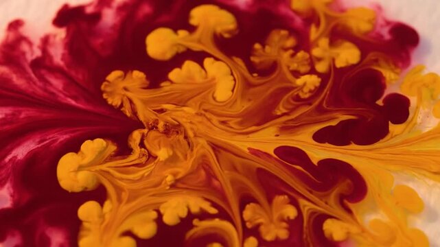 Saffron Yellow And Deep Crimson Dyes Bloom And Spread