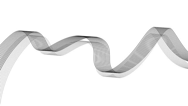 Abstract flowing line wave ribbons background animation
