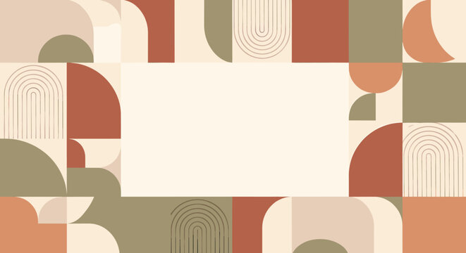 A calming abstract design featuring geometric shapes in earthy tones evokes balance and harmony. Perfect for websites, social media, or marketing mate