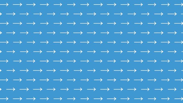 Animated Seamless Pattern Of White Right Arrows Scrolling Right On A Blue Background, Seamless Loop, 4K Horizontal Video