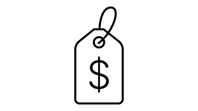 Price Tag Vector Icon with Dollar Sign, Minimalist Black Outline Illustration for E-commerce, Shopping, and Retail Business, Scalable Design with Editable Stroke for Custom Line Weight.