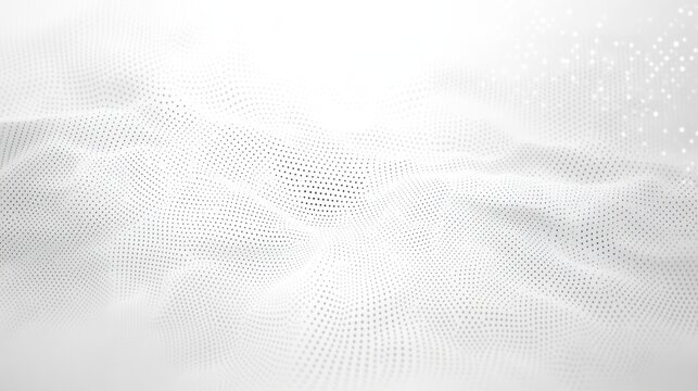 serene white abstract dotted mesh and grid forming a gentle wave like surface