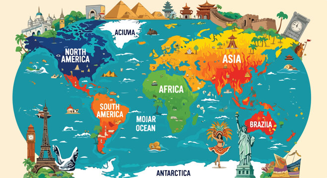 A colorful illustrated map of the world (5)