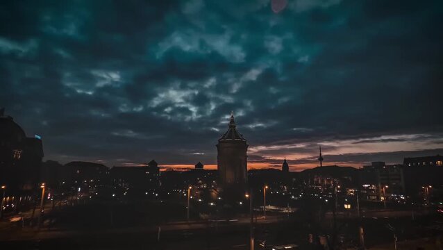 timelapse traffic in the city from night till day time