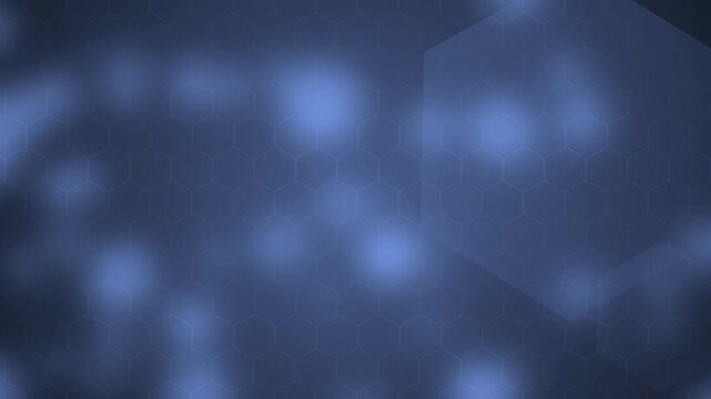 Abstract hexagon background animation, subtle hexagon pattern and bokeh lights