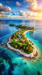 Obraz premium A realistic photo of aerial view of paradise island