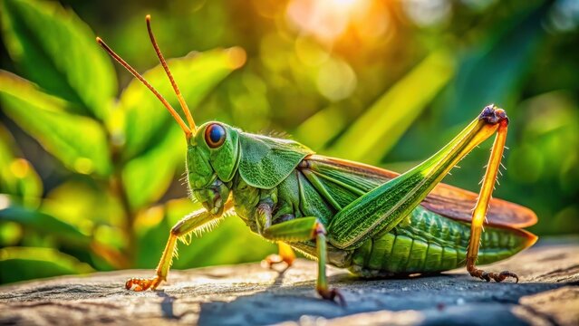 A realistic photo of Green grasshopper from la Sierra Maestra Cuba