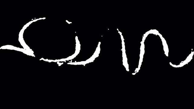 White brush strokes flow across black background