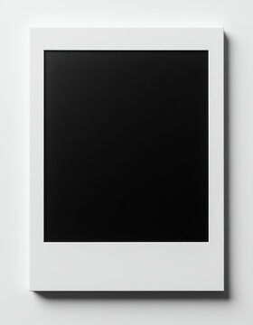 White Slide Frame Photo Frame with Instant Photo on Black Background, Mockup Polaroid Style