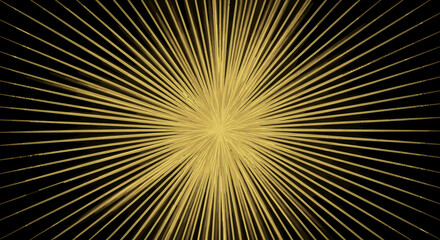 Fototapeta premium Golden light rays on black background with white space