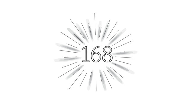 number 168 in sunburst design on white background