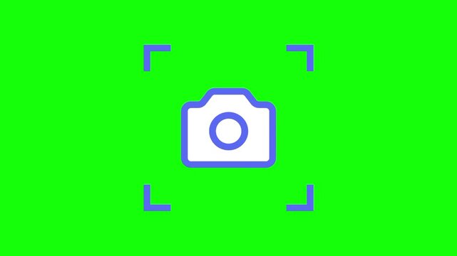 Digital camera icon animated mockup cartoon vector. Multimedia idea, picture, photography symbol. Popup clipart shape animation green screen background template.