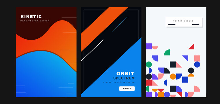Abstract Geometric Bauhaus And Fluid Wave Poster Cover Template Collection Vector