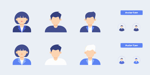 Fototapeta premium avatar icons set of eight business people flat vector illustration