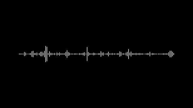 4k white line audio wave visualization, audio waveform spectrum animation on transparent background, digital voice record effect, minimalist sound frequency visualizer alpha channel
