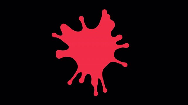 Red ink splashes vividly against stark black background