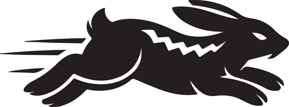 Black rabbit silhouette running fast Vector