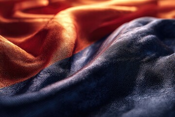 Fototapeta premium Rippling fabric in warm and cool tones creates a textured, abstract composition