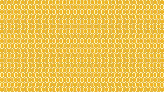 Animated Seamless Pattern Of Hexagon Symbols Scrolling Up On An Orange Background, Seamless Loop, 4K Horizontal Video
