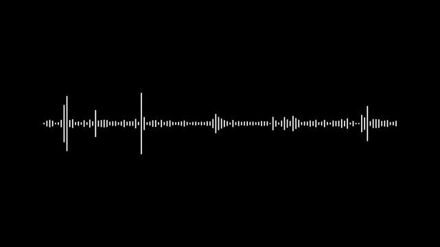 Professional 4k audio visualizer spectrum, white sound waves on transparent background, digital waveform frequency rhythm, music equalizer for creative video content and social media