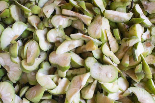 Close-Up of Sliced Monkey Jack Fruit Pieces, Monkeyjack, Artocarpus, Lacucha, Fruit