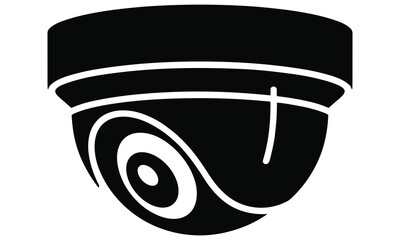 Black dome surveillance camera icon for professional indoor security systems © Snaplix
