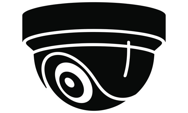 Black dome surveillance camera icon for professional indoor security systems