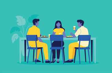 Fototapeta premium Illustration of People sitting at a meeting table business discussion