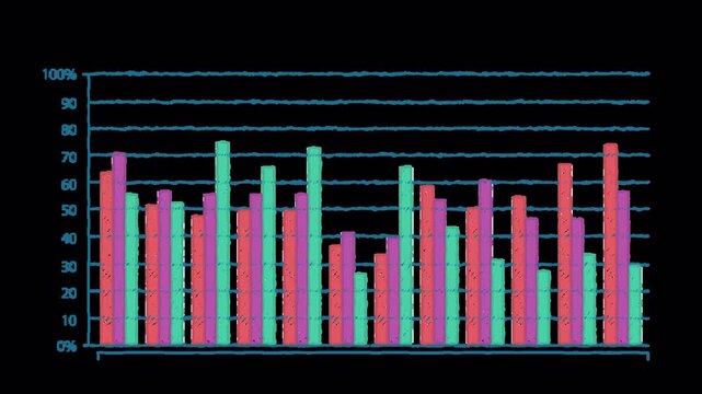 Cartoon style bar graph infographic, alpha transparent background