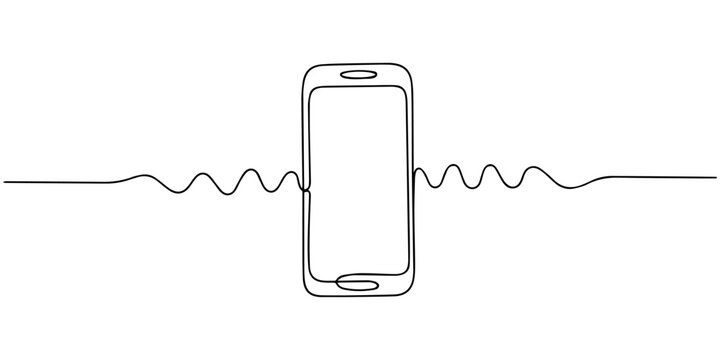 mobile phone, Illustration of a modern smartphone, made in one continuous line. Minimalistic drawing of a mobile gadget in the style of one line art. Vector illustration, Smart mobile phone continuous