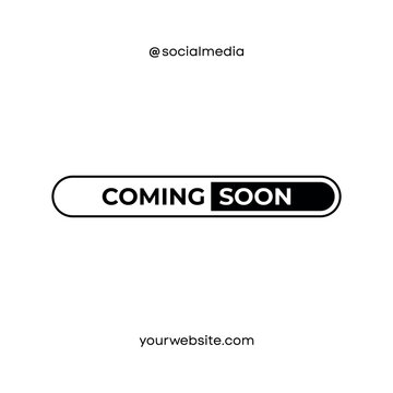 Coming soon announcement banner for product launch. Vector icon with transparent background for web and print design.