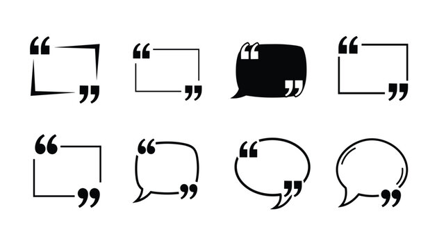 Vector set of quote marks and speech bubbles