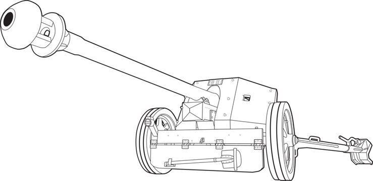 german_anti_tank_gun_pak40_side_view_monochrome.eps