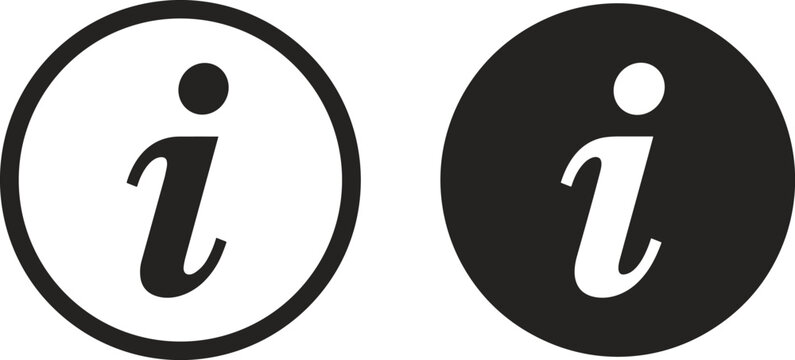 Information icon set with outlined and solid circle styles, help support symbol for UI design, FAQ, guidance and user interface vector illustration