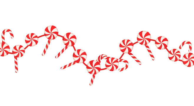 Christmas Candy Cane and Swirl Lollipops Garland Decoration