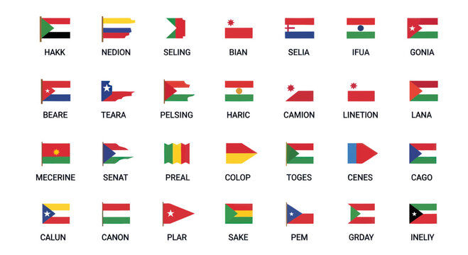 Collection of Fictional Country Flags with Names