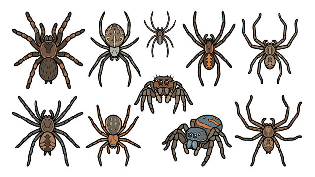 Large Spider Species Collection Vector Character Set