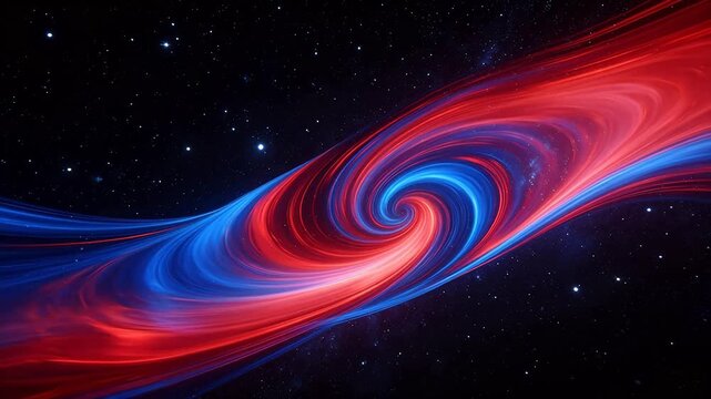Cosmic swirl of red and blue in space