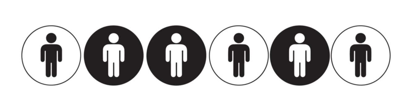 Minimalist row of human figure icons alternating between outlined circles and solid black circles for apps.