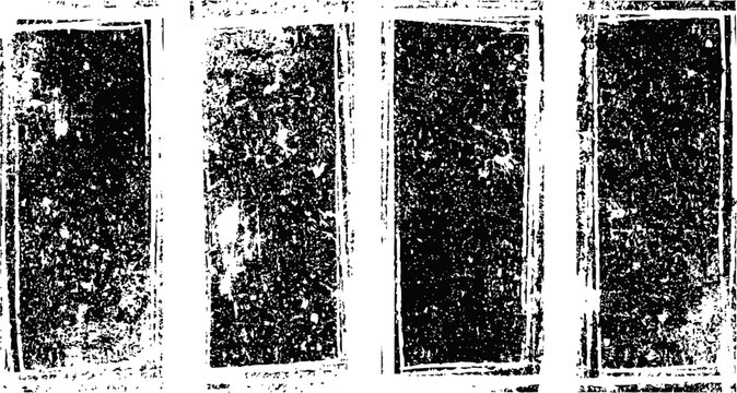 Grunge rectangular texture vector set vintage distressed frame edges with worn rough surface retro overlay design elements
