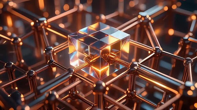 abstract futuristic quantum computer processor with glowing circuit nodes
