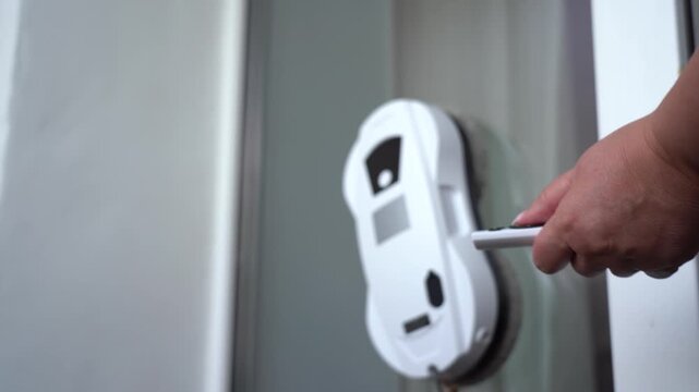 A Hand Operating a Modern Smart Device on a Glass Door, Enhancing Home Technology and Convenience Through Innovative Solutions