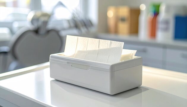 Dental Articulating Paper Dispenser with Bite Marking Sheets on a Table