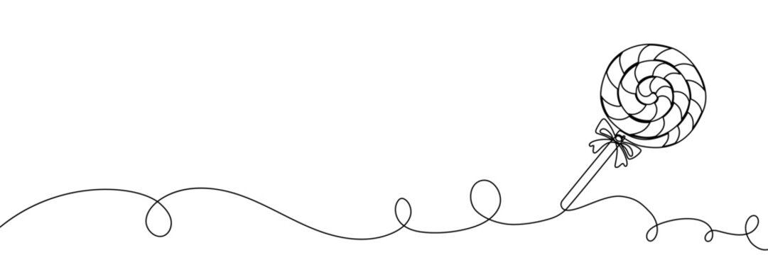 Continuous one line candy drawing art cane shop cotton peppermint. Candy line border icon vector cream caramel doodle ice sweet gelato storenlollypop lolly white popsicle outline isolated linear pop